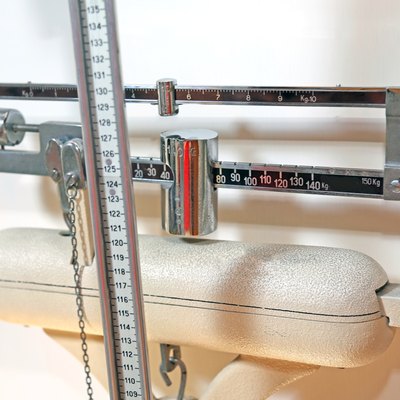 old scale weights in a pediatric medical clinic