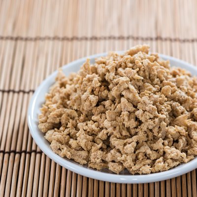 Portion of Soy Meat (on wood)