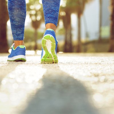 Female running shoes from behind