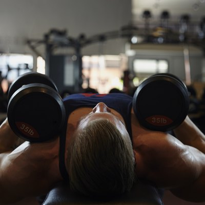 Strong caicasian man at the gym