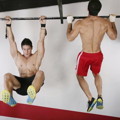 athletic group executing exercise