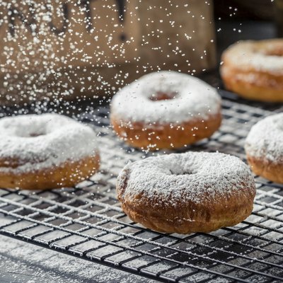 Donuts decorated with powder sugar