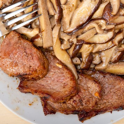 Venison deer game filet and wild mushrooms