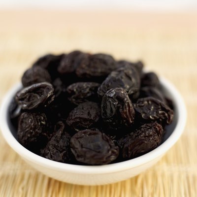 Close-up of a bowl of prunes