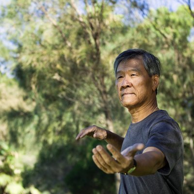 Man practicing martial arts