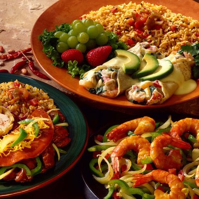 Fajitas , seafood and beef enchiladas