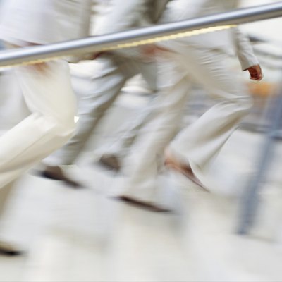 low section view of two men walking together
