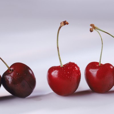 Cherries on white background, close-up