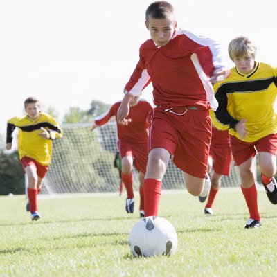 Boys playing soccer