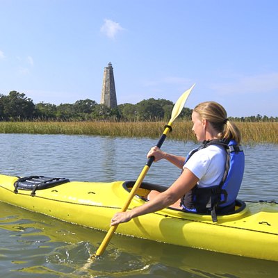 Teenage girl kayaking