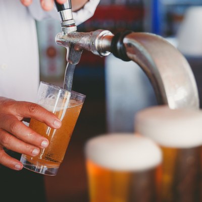 Draft beer pour in a glass