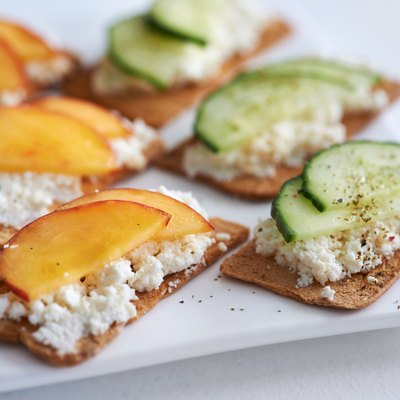 Ricotta cheese with peach and cucumber