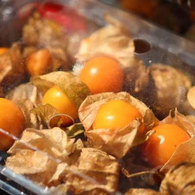 Cape Gooseberry in a plastic package on market