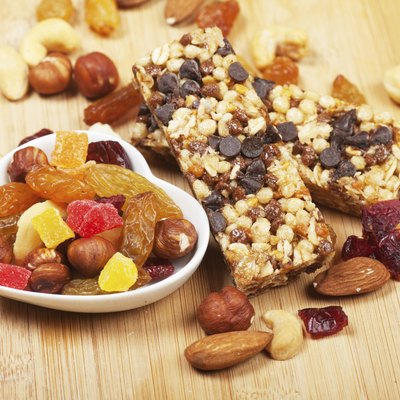 Cereal granola bars with nuts and dried fruit