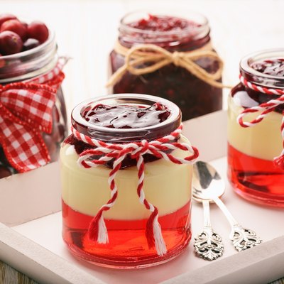 Dessert - berry jelly with vanilla pudding and jellied berries.