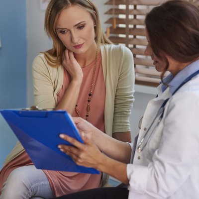 Woman at a routine visit at her doctor