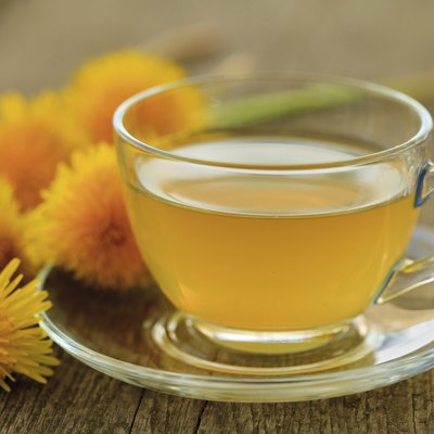 Green tea in glass cup