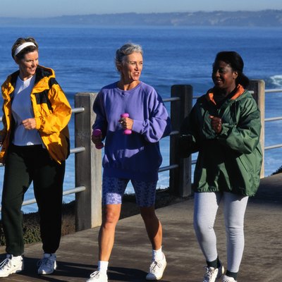 Three Women Walking Beside the Ocean