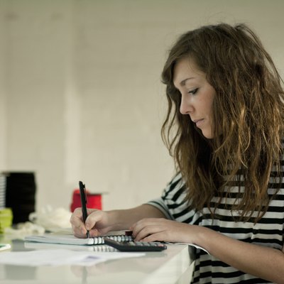 Young woman working at desk