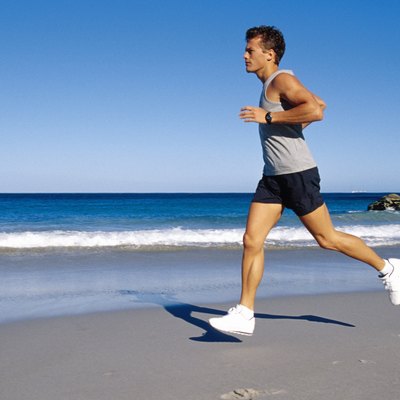 Man running on beach