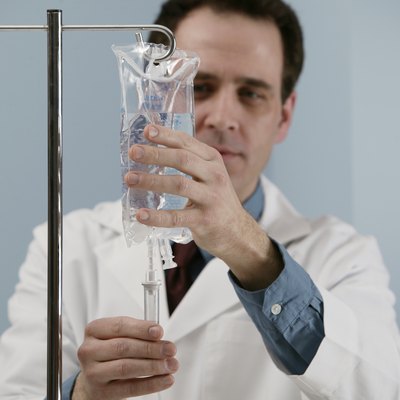Doctor with IV bag