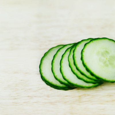 close-up of slices of cucumber