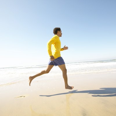 Man running on beach