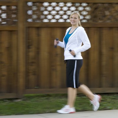 Happy woman Power walking