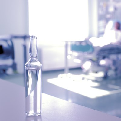 in the hospital. Ampoule against the hospital room.