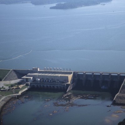 Renewable energy, West Point Hydroelectric Dam, aerial view, GA, USA