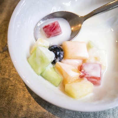 Fruit yogurt in a bowl