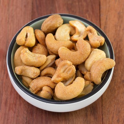 salted cashew with pepper in bowl