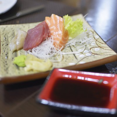 Sashimi tuna and salmon