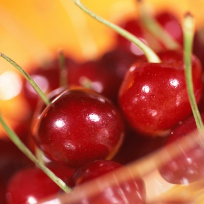 Bowl of cherries with stems