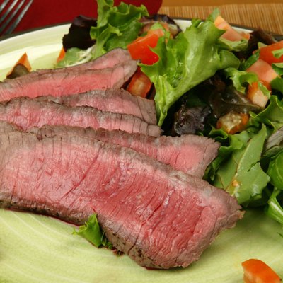 steak and salad
