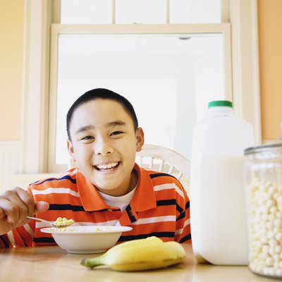 Boy eating breakfast
