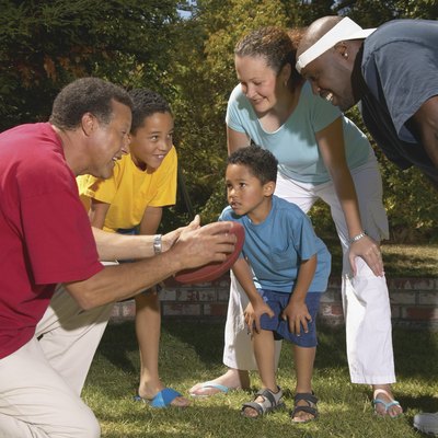 Group of people with children in a garden
