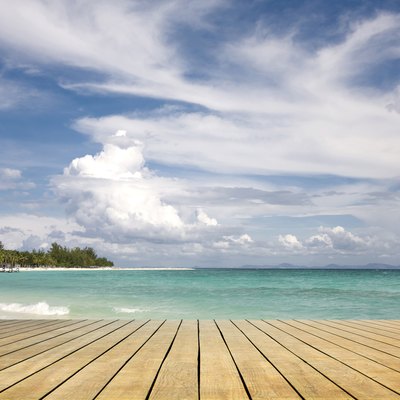 wooden platform beside the sea
