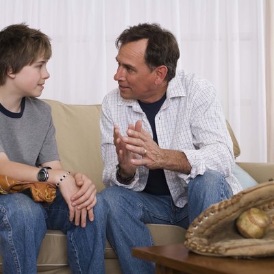 Father and son talking
