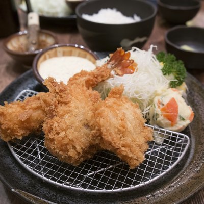 Japanese Cuisine - Tempura Shrimp and Pork (Deep Fried)