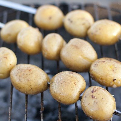 Young potatoes on the grill