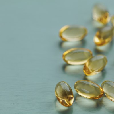 vitamin E tocopherol capsule tablet or pill with text space