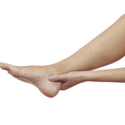 Human Ankle pain medical health care concept.