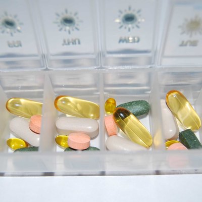 Drugs colored macro in container clouse-up.