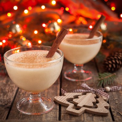 Eggnog traditional christmas egg, vanilla rum alcohol drink liqueur preparation