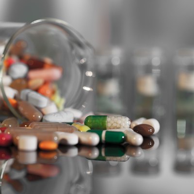 Colorful tablets with capsules and pills