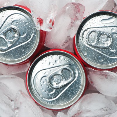 Iced metallic cans,