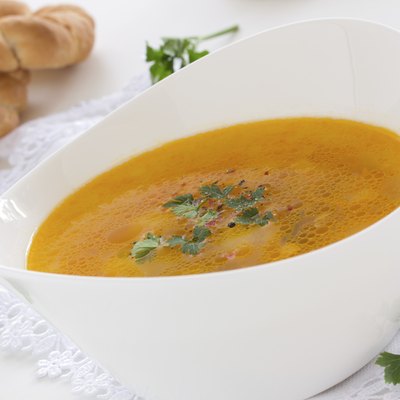 Chicken soup with meatballs.
