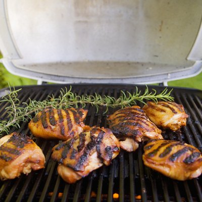 Barbecue scene, Chicken on the grill.