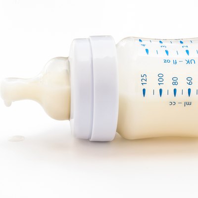 baby bottle and milk with clipping path